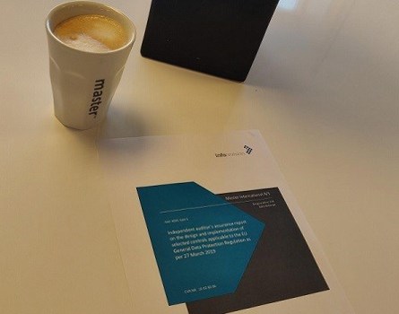 A digital graphic featuring the word 'GDPR' along with security-related icons, including a padlock and a network connection symbol, representing data protection and compliance with GDPR regulations.